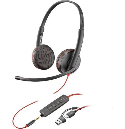 Micro-casque POLY Blackwire 3225 stéréo USB + Connexion 3,5 mm (8X229AA)