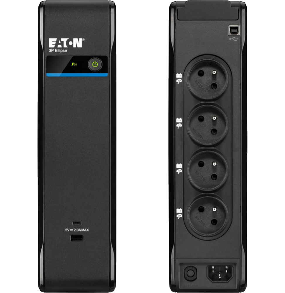Onduleur Off-line Eaton 3P Ellipse - 1040 W / 1700 VA - 8 prises FR + USB (3P1700UF)